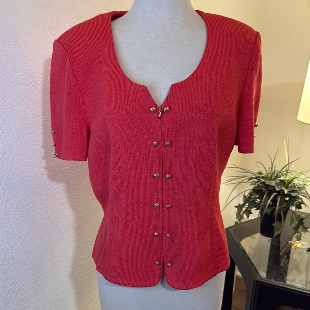 Vintage St John by Marie Gray Elegant red zippered jacket with pants size 12